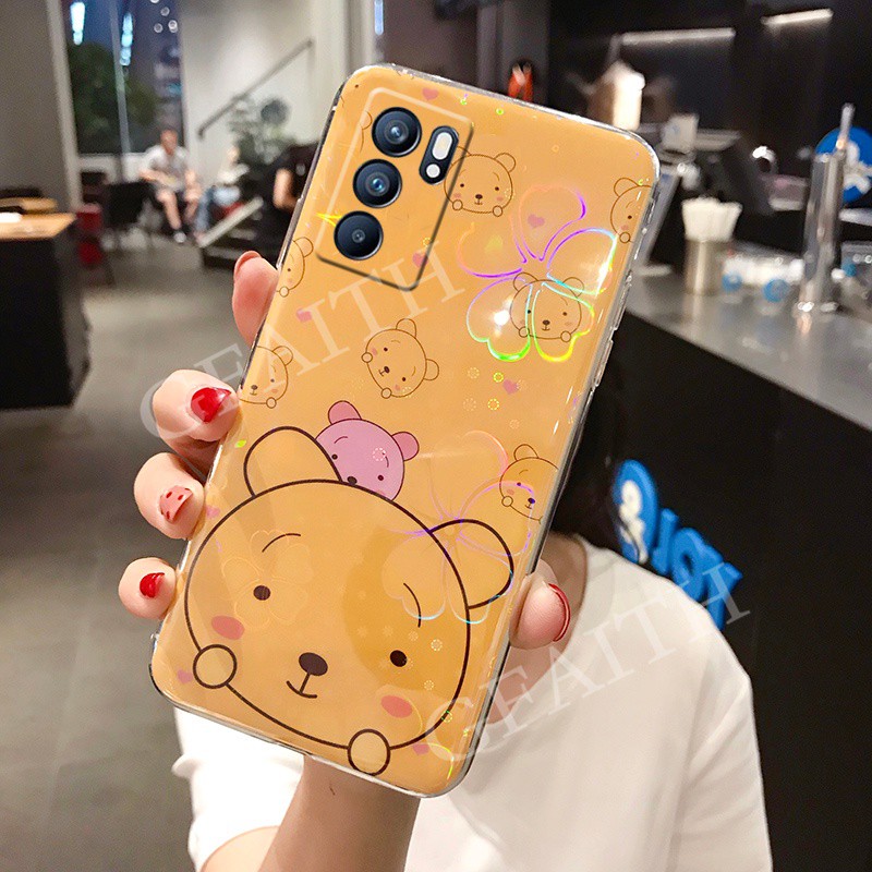Ốp Điện Thoại Silicon Họa Tiết Gấu / Hoa Anh Đào Cho oppo reno6 z 5g reno5 f reno 4 pro 4g reno4 reno5 reno 5 pro reno 6z 6 5f