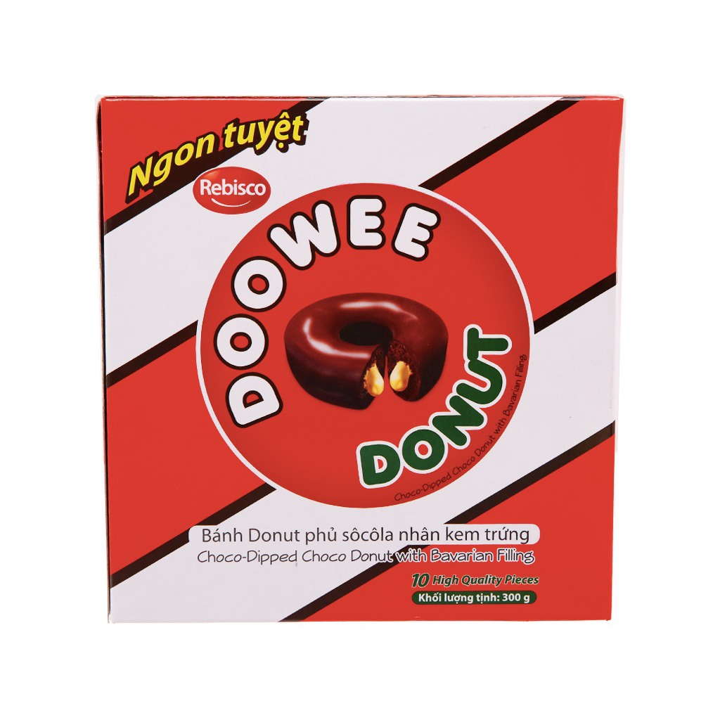 Bánh Doowee Donut Phủ Sôcôla Nhân Kem Trứng (Hộp 10 cái)