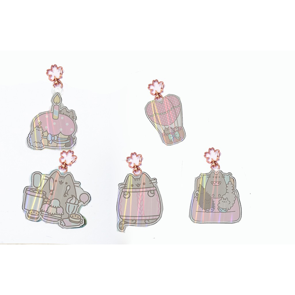 Móc chìa khoá pusheen mica hologram  MKMH32 cute dễ thương hoạt hình thần tượng