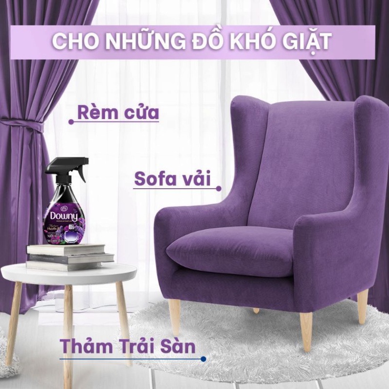 Xịt vải Downy khử mùi kháng khuẩn 99,9% chai 370ml hương ban mai, đam mê, huyền bí