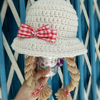 Nón len bính tóc giả cho bé từ 1 đến 3 tuổi