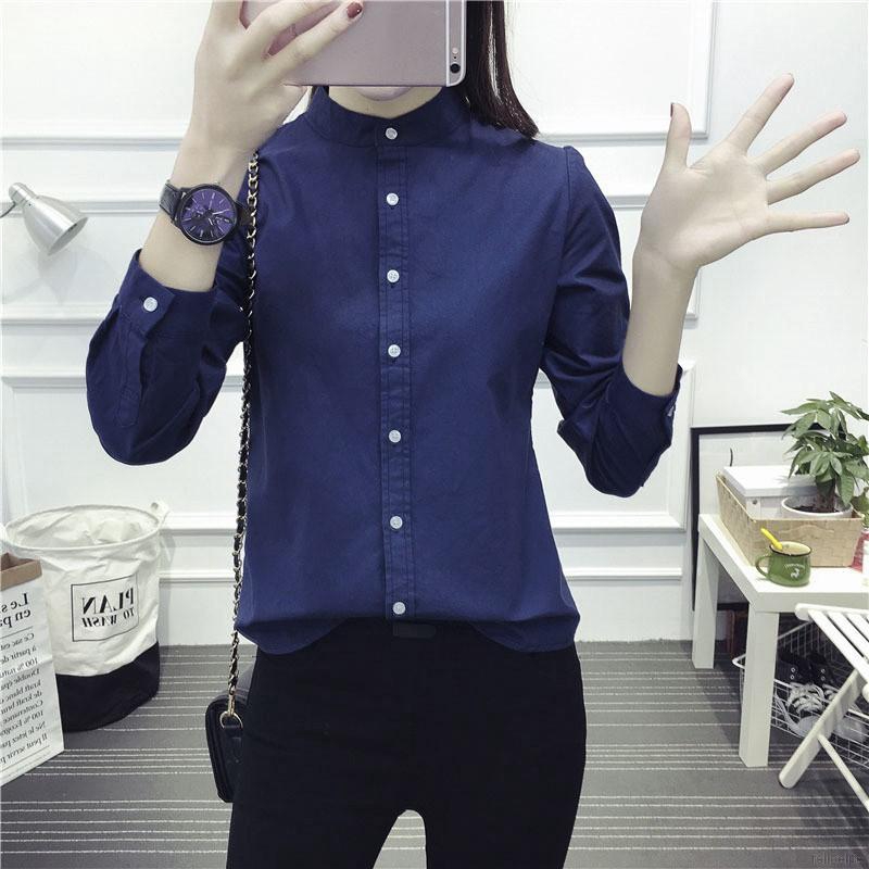 Áo sơ mi nữ tay dài màu trơn thanh lịch