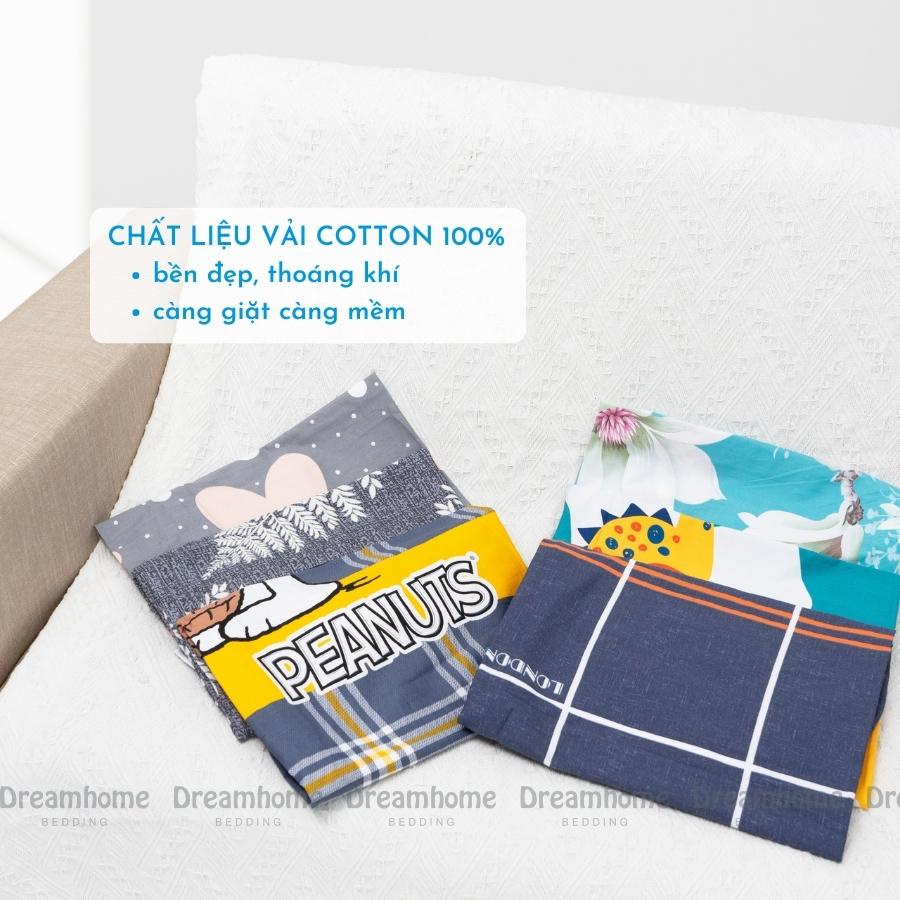 Vỏ gối ôm kéo khóa Cotton 100% DREAMHOME, bao gối ôm dây kéo bo tròn đầu dài 30x95 dùng ruột 35x100cm