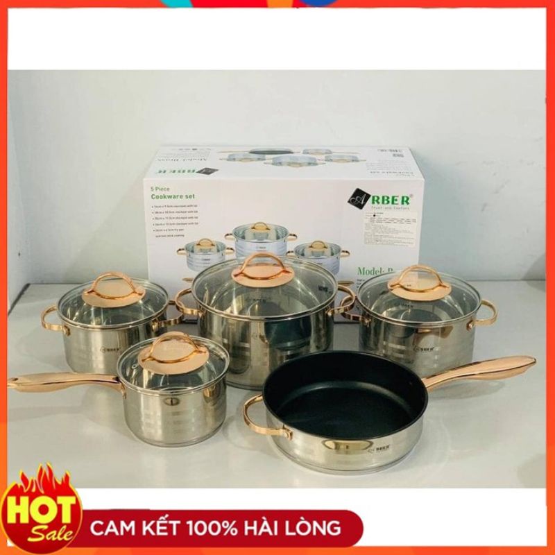 Bộ nồi cao cấp 5 món ARBER BRASS kèm ảnh thật