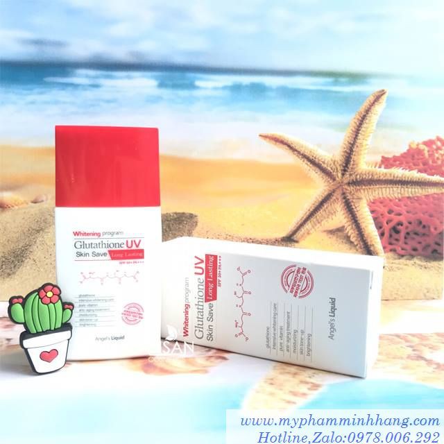 KEM CHỐNG NẮNG ANGEL’S LIQUID WHITENING PROGRAM GLUTATHIONE UV SKIN SAVE LONG LASTING SPF50+ PA+++ (50ML)