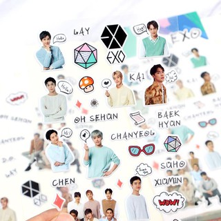 Miếng dán trang trí trong suốt in họa tiết nhóm nhạc Hàn Quốc EXO