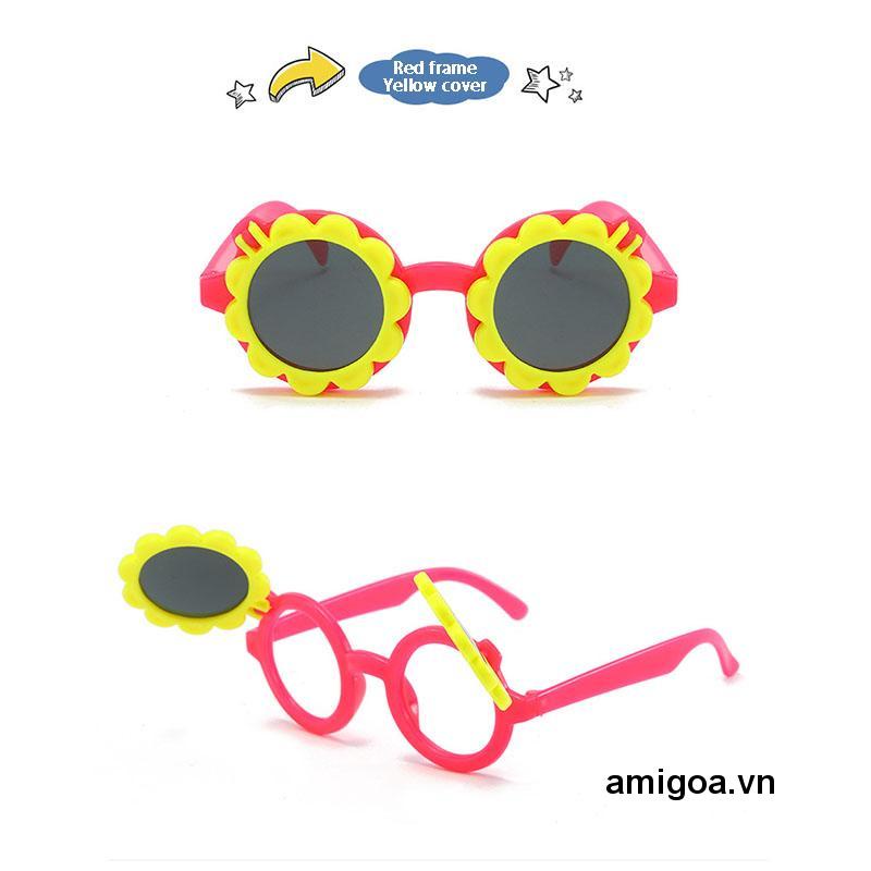✨✨Kính mát chống tia UV họa tiết hoa hướng dương hoạt hình cho bé