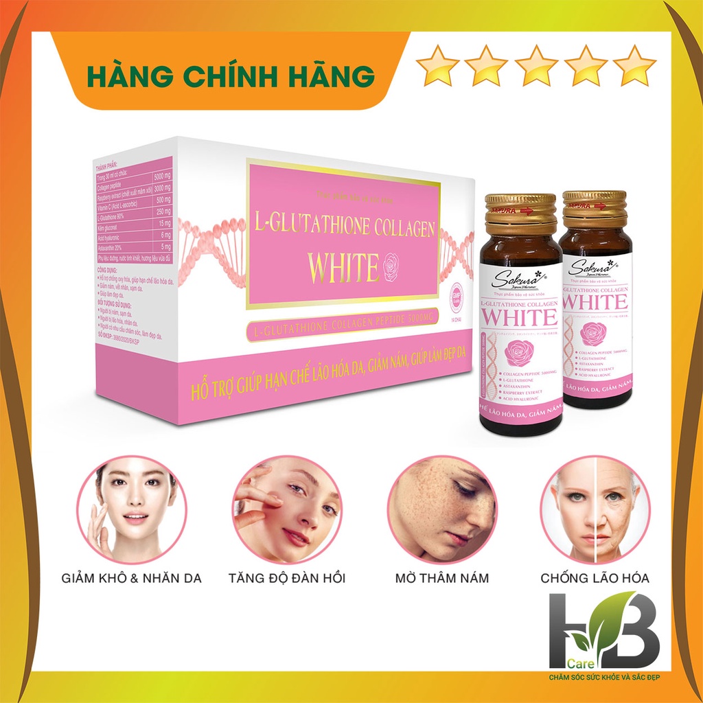 [SAKURA COLLAGEN] Nước uống dưỡng sáng da, mờ nếp nhăn, hỗ trợ ngừa thâm nám