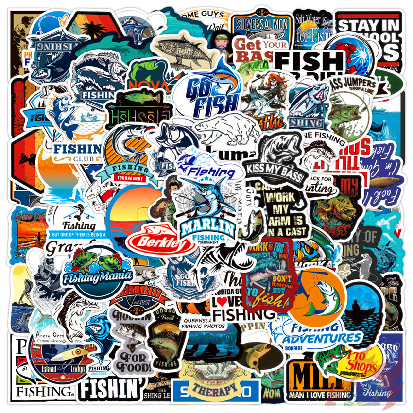 Bộ 100 Cái/Bộ ❉ Miếng Dán Hình Cá Trang Trí Độc Đáo ❉ Miếng Dán Graffiti Chống Thấm Nước Thời Trang DIY
