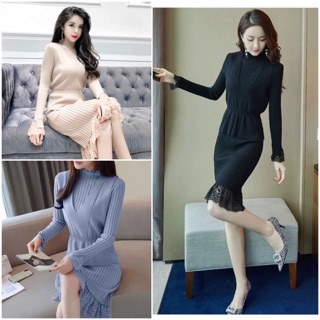 Bán sỉ set váy len + áo ghile ❤️free ship từ 1 sp❤️ len siêu đẹp