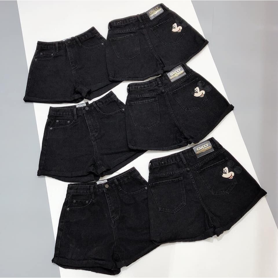 Quần short bò gập gấu thêu mickey, short bò mã 506-508