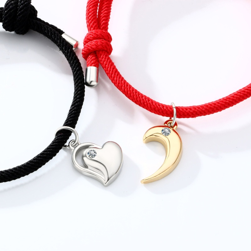 Set 2 Vòng Tay Bện Dây Phối Mặt Thời Trang Cho Cặp Đôi