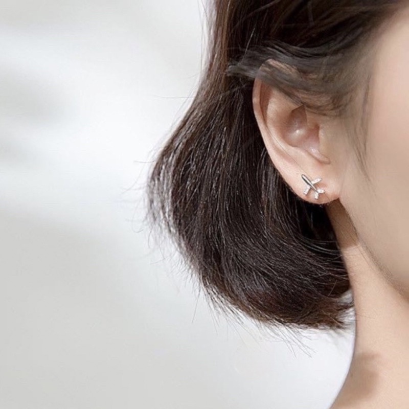 Bông tai máy bay bạc ta, thiết kế độc đáo mới lạ, mang nét nhẹ nhàng cá tính Mainomi Shop Bạc Xinh