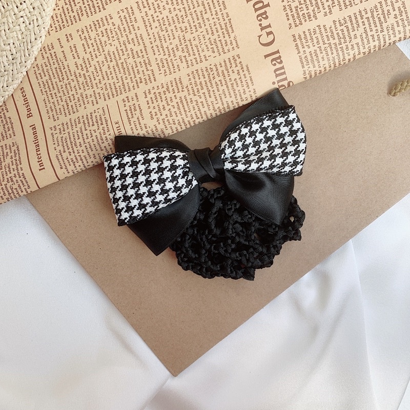 Búi tóc lưới công sở hoạ tiết caro hàng thiết kế L5