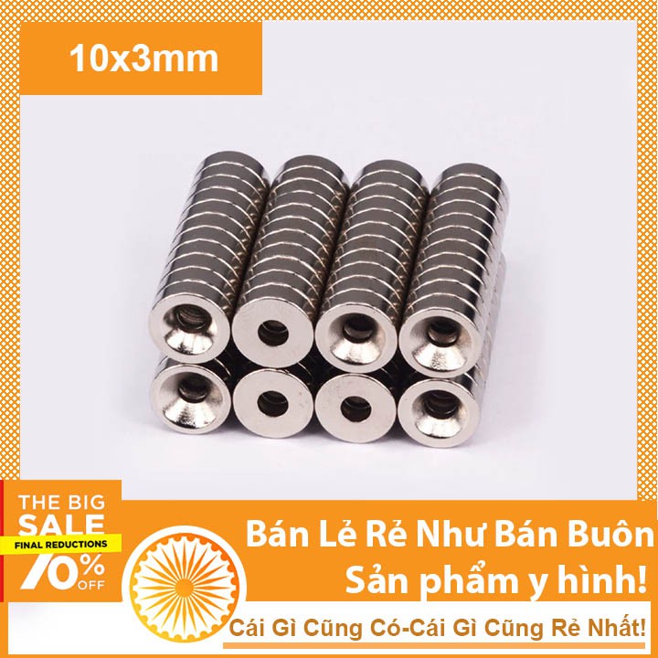 Nam châm đất hiếm tròn có lỗ nhiều kích thước 1 viên