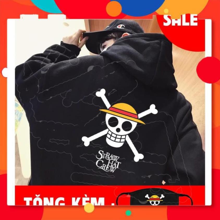 Áo khoác đen băng mũ rơm One Piece đẹp nhất rẻ chất lượng /mẫu mới nhất