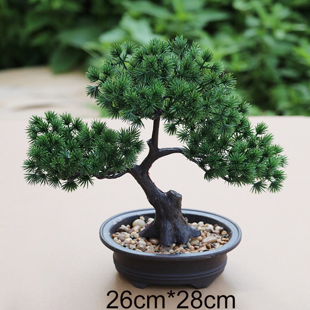 Cây thông giả, chậu cây cảnh bonsai trang trí để bàn, kệ tủ xanh mát tự nhiên CT-03