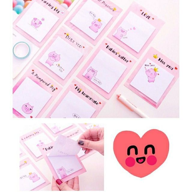 Giấy note mẫu heo hồng