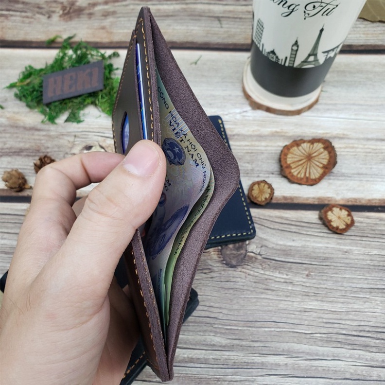 Ví Nam Mini Da Bò Handmade Nhỏ Gọn Kiểu Đứng Thời Trang Chính Hãng Sanagor | VI03