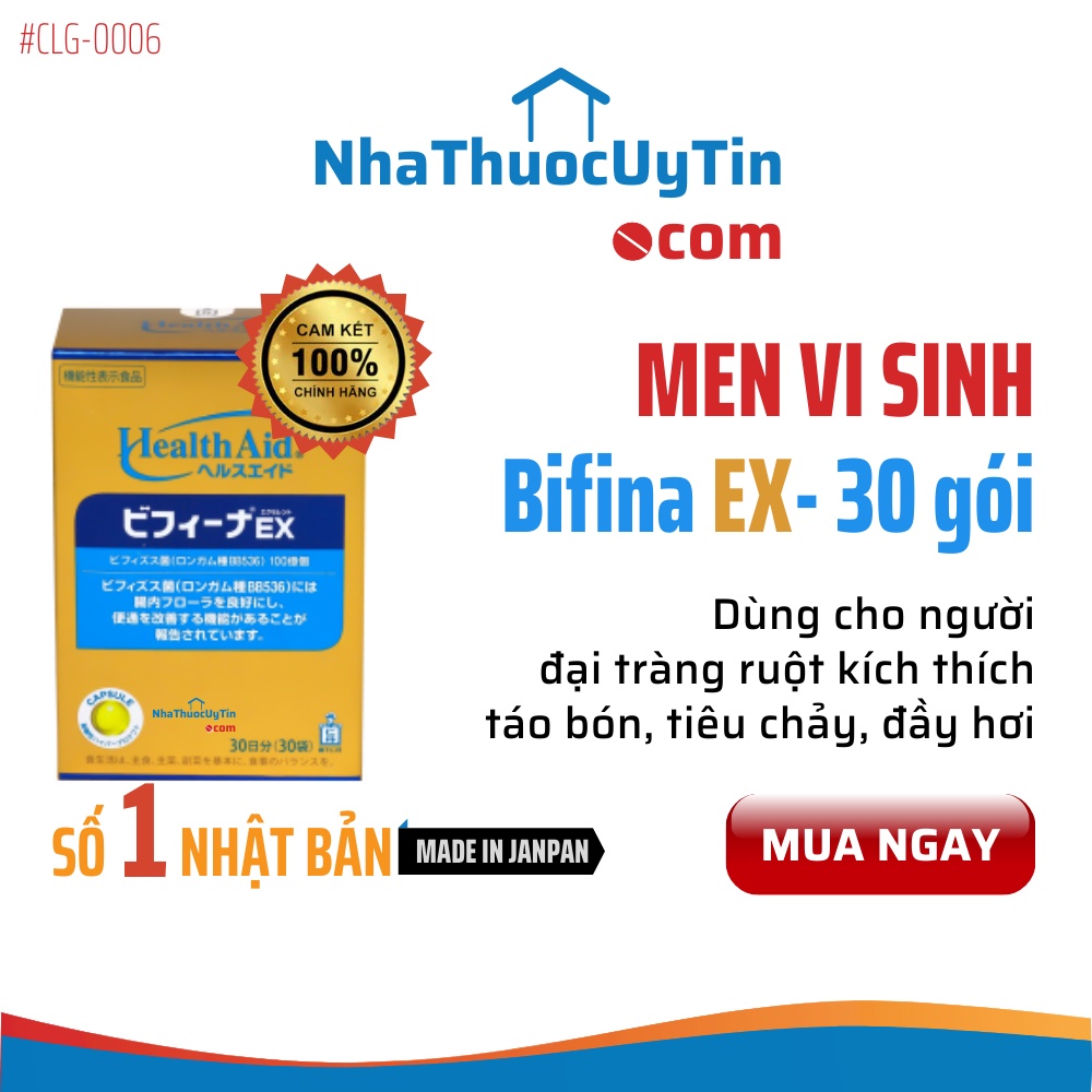 Men vi sinh sống BIFINA NHẬT BẢN, loại EX gói hỗ trợ tiêu hóa cho trẻ em, người lớn, bà bầu, táo bón, tiêu chảy