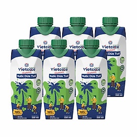 ( COMBO 10 HỘP) Nước dừa - Sữa Organic đóng hộp Vietcoco 330ml - TẶNG 1 HỘP