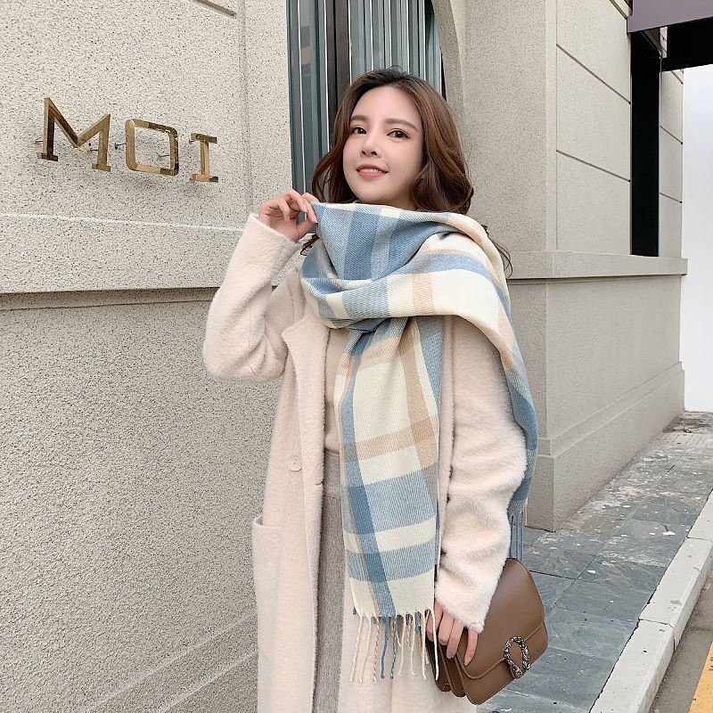 Khăn quàng cổ kẻ cho bạn trai bạn gái K25 khăn đôi nam nữ quàng cổ mùa đông