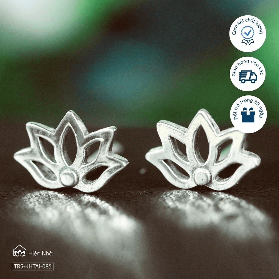 Khuyên tai Hoa Sen - trang sức bạc Phật giáo - Hiên Nhà