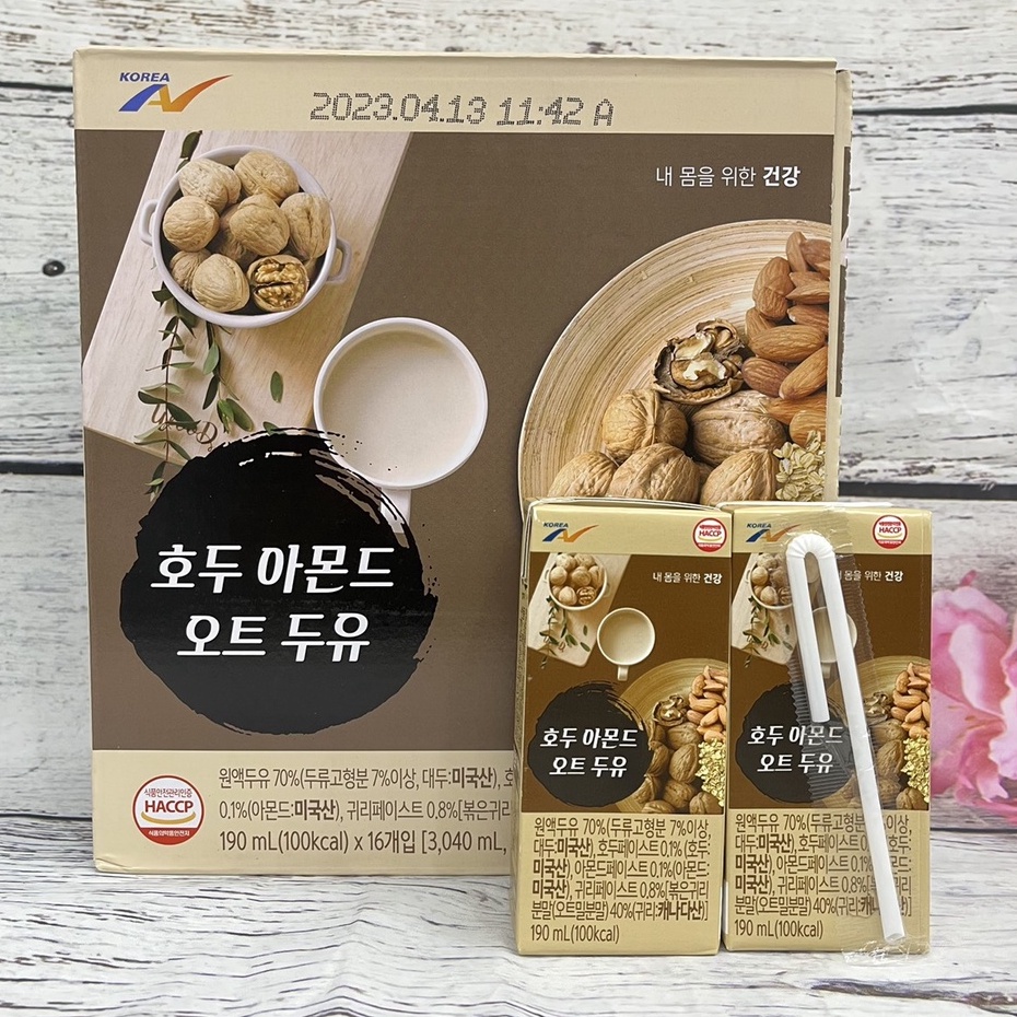 Sữa hạt Hạnh nhân, yến mạch, óc chó hàn quốc 190ml ( 1 Thùng có 16 hộp)