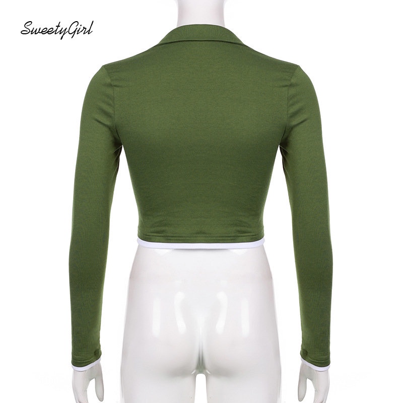 Áo Thun Polo Tay Dài Cổ Chữ V Màu Tương Phản Thời Trang 2022 Dành Cho Nữ