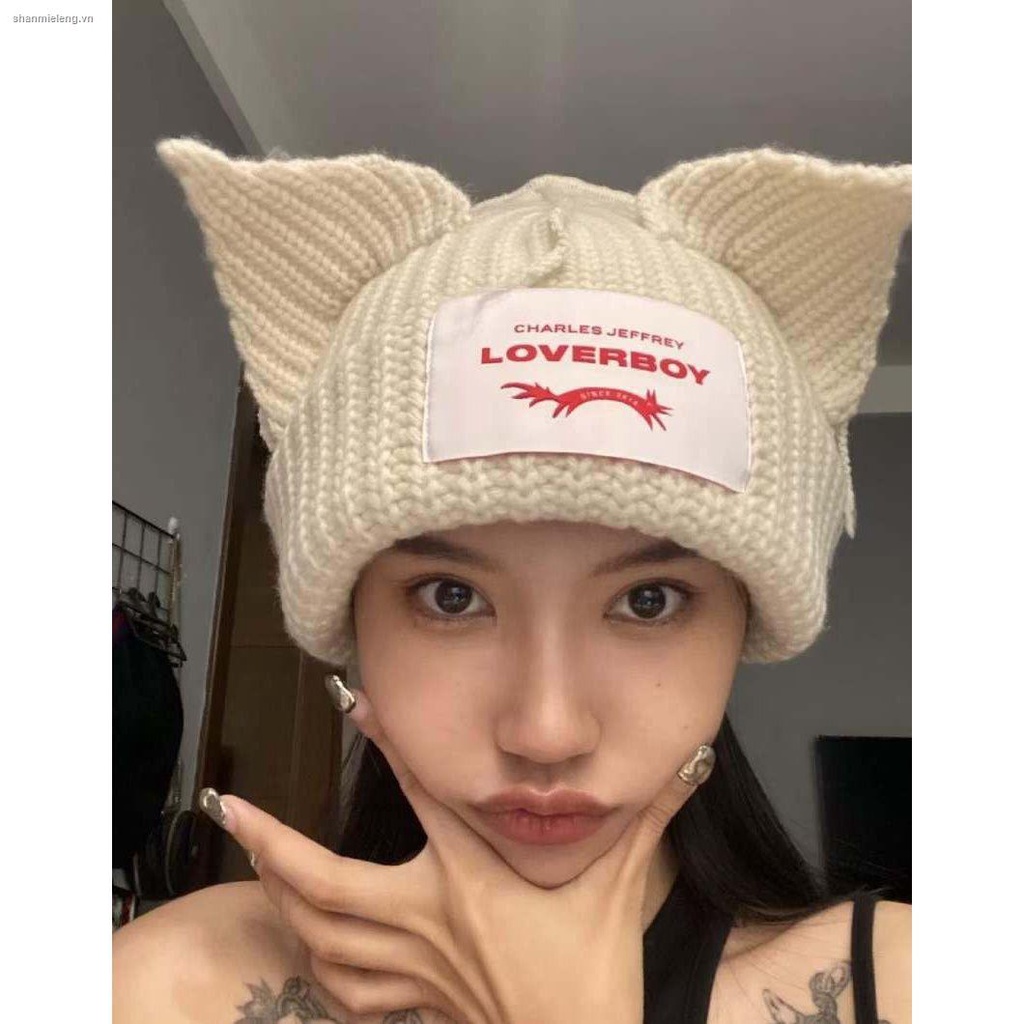 Mũ len giữ ấm tai mèo đáng yêu cho cặp đôi