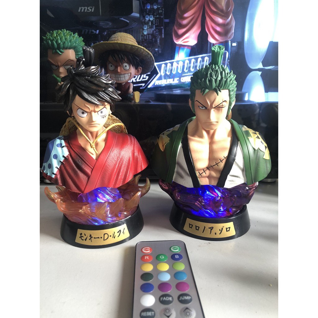 Mô hình One Piece Luffy và Zoro cao 16cm hiệu ứng led RBG có điều khiển từ xa fullbox