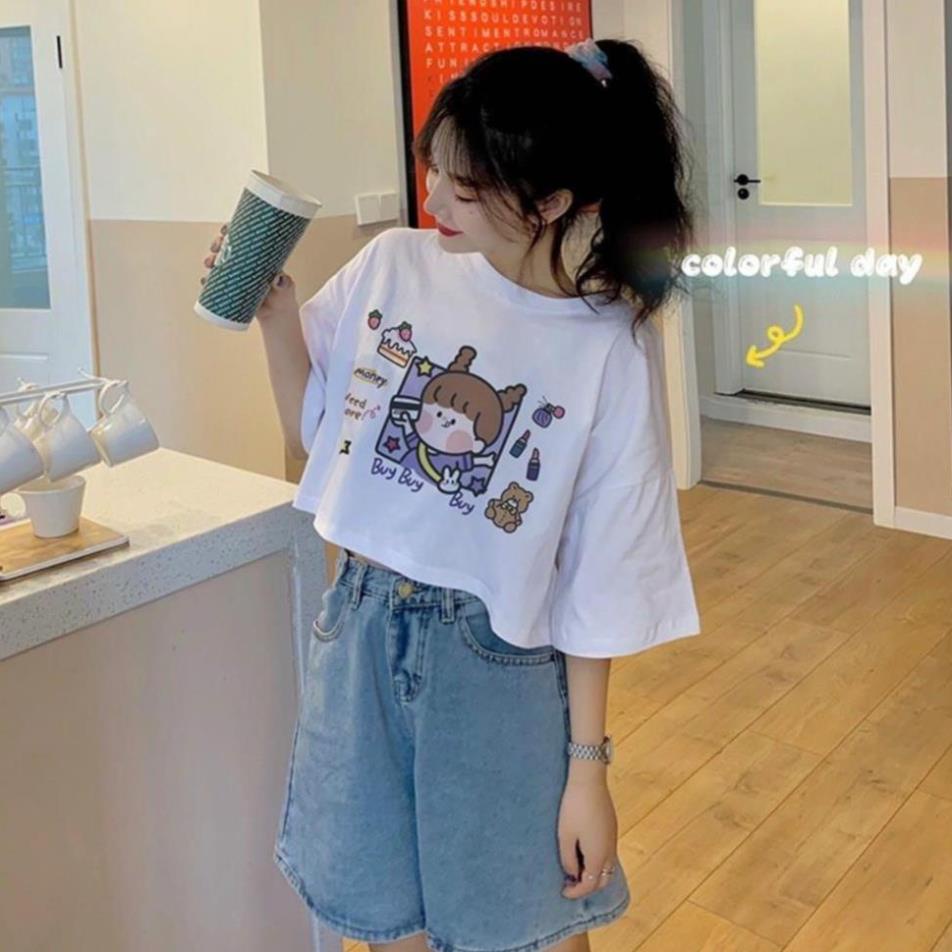 Áo Thun Croptop Nữ Hình Đáng Yêu , Áo Thời Trang Nữ Mẫu Mới Ovesize [ Ma L13 ]