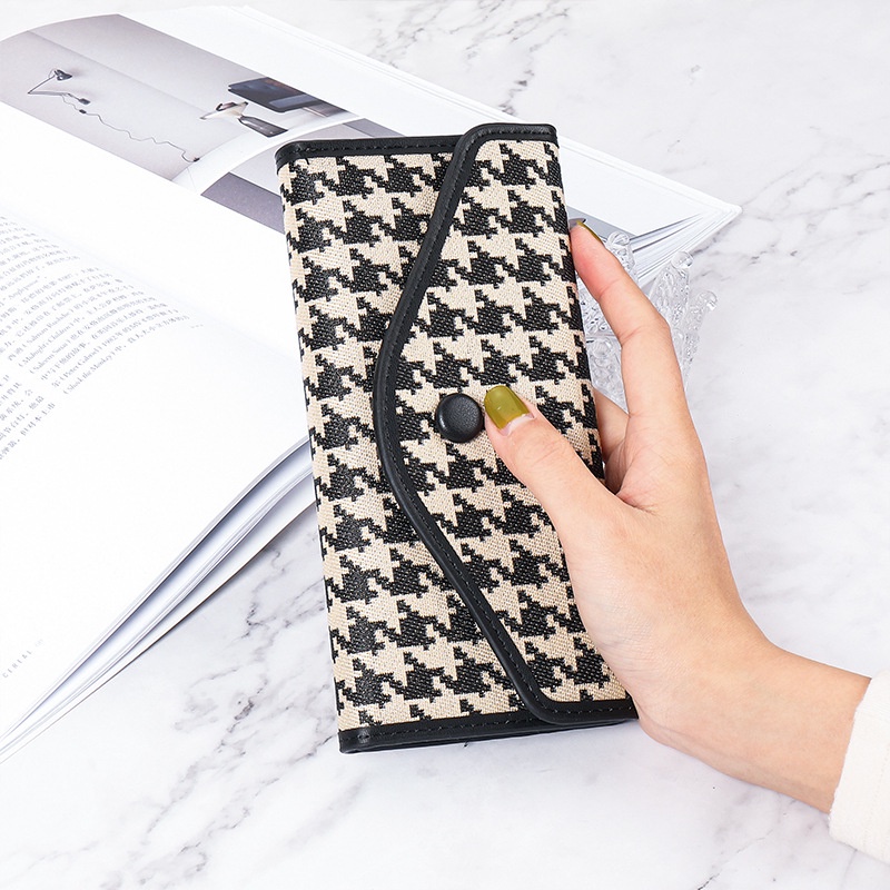 Ví Nữ Dáng Dài Vải Canvas Thiết Kế Nhiều Ngăn Tiện Dụng Phong Cách Retro