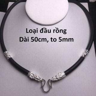 Vòng cổ dây cao su bọc bạc dày đẹp