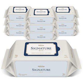 Bộ 10 túi 70 khăn lau Signature Blue họa tiết chạm nổi vận chuyển từ Hàn Quốc