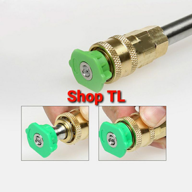 Béc phun - Đầu béc 0 độ-15 độ-25 độ-40 độ Gắn súng xịt rửa xe áp lực cao- Ren nối nhanh 1/4 inch