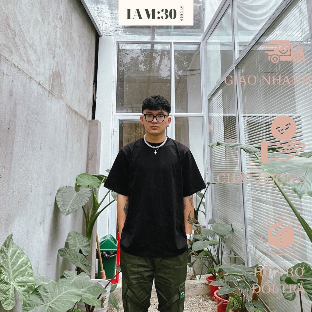 Áo thun nam tay lỡ form rộng basic trơn IAM:30 Store 100% cotton 2 chiều đẹp mùa hè