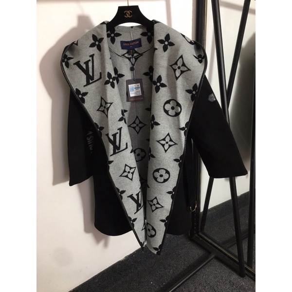 Áo khoác măng tô nữ LV Louis Vuitton phối họa tiết Monogram cao cấp