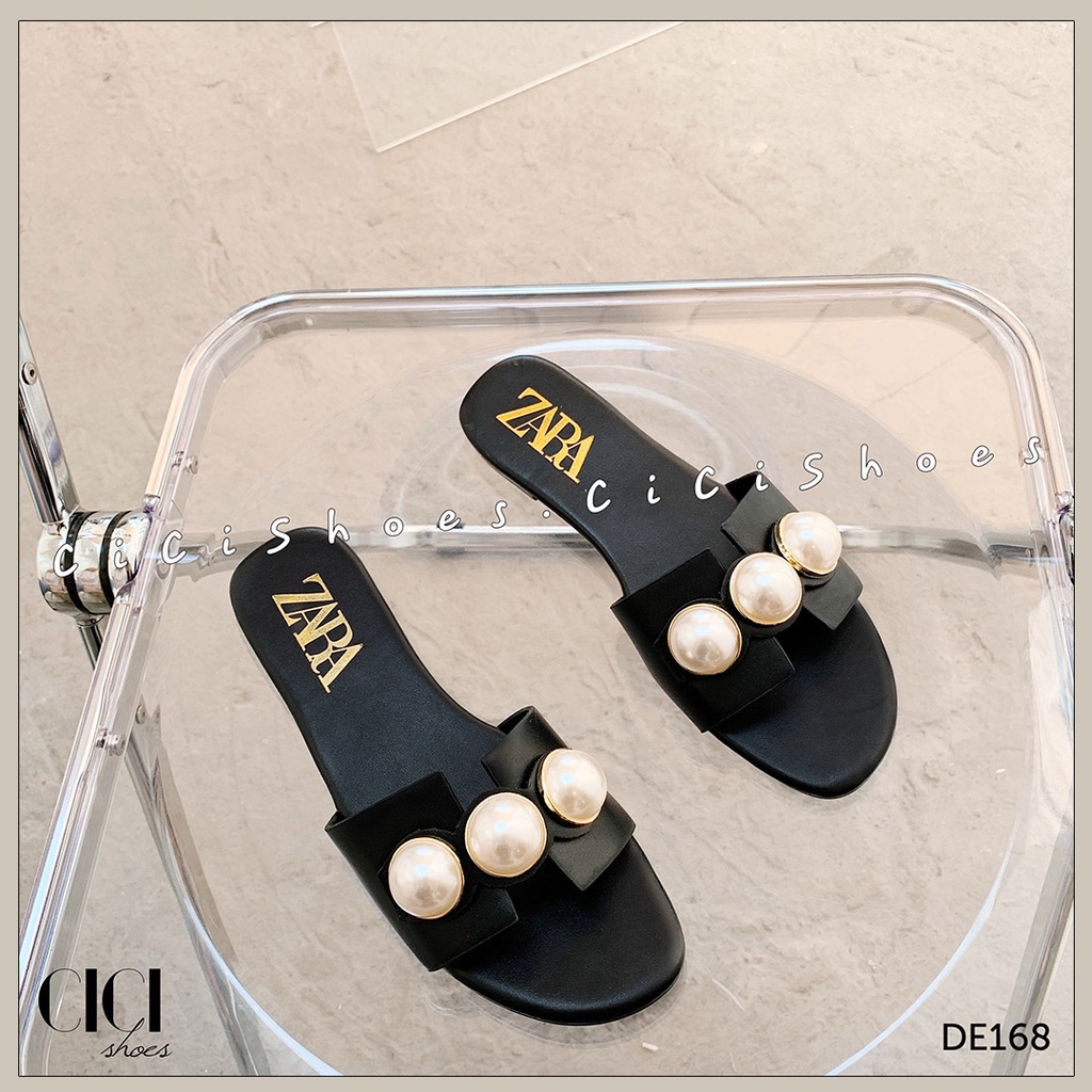 Dép bệt nữ CiCi Shoes, dép quai ngang 3 ngọc to - DE168