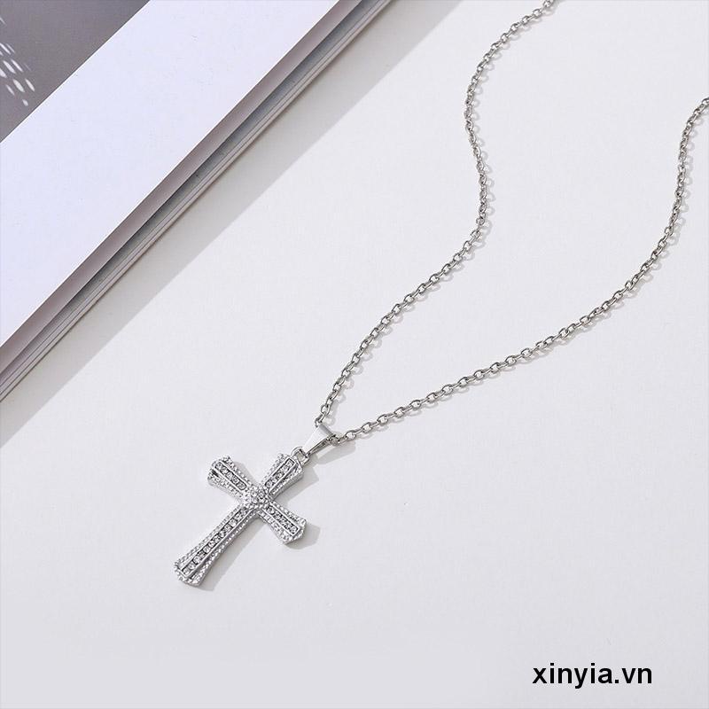 Vòng cổ Mặt Hình Thánh Giá Đính Đá Phong Cách Retro Sang Trọng Cho Nam Nữ