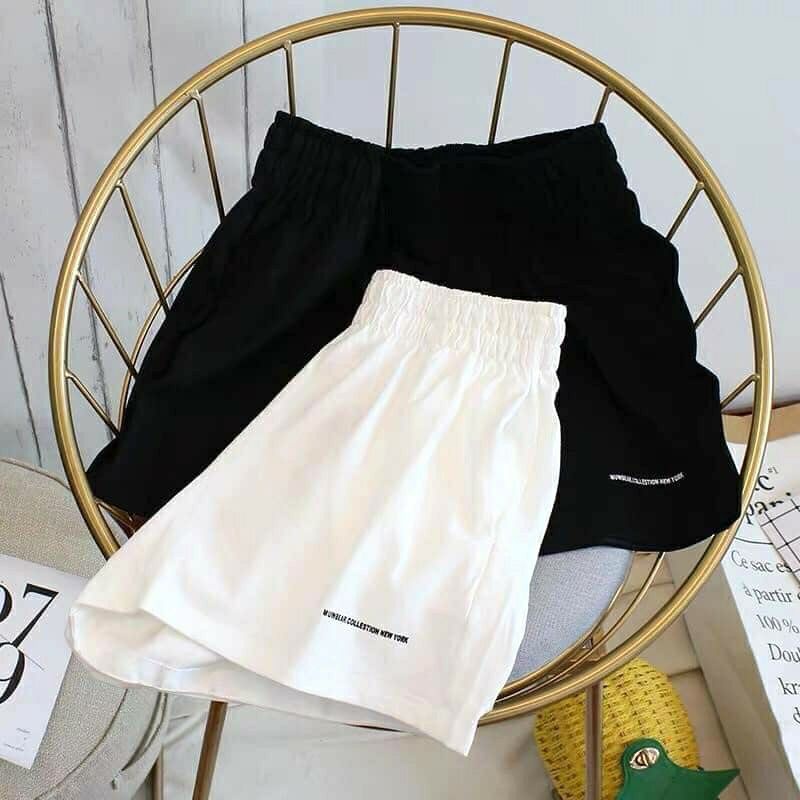 Quần Short Nữ Chữ Nhỏ Unisex♥️ FREESHIP  Shorts Đùi Ống Rộng♥️Sooc Cạp Chun🦋Sọt Ngắn