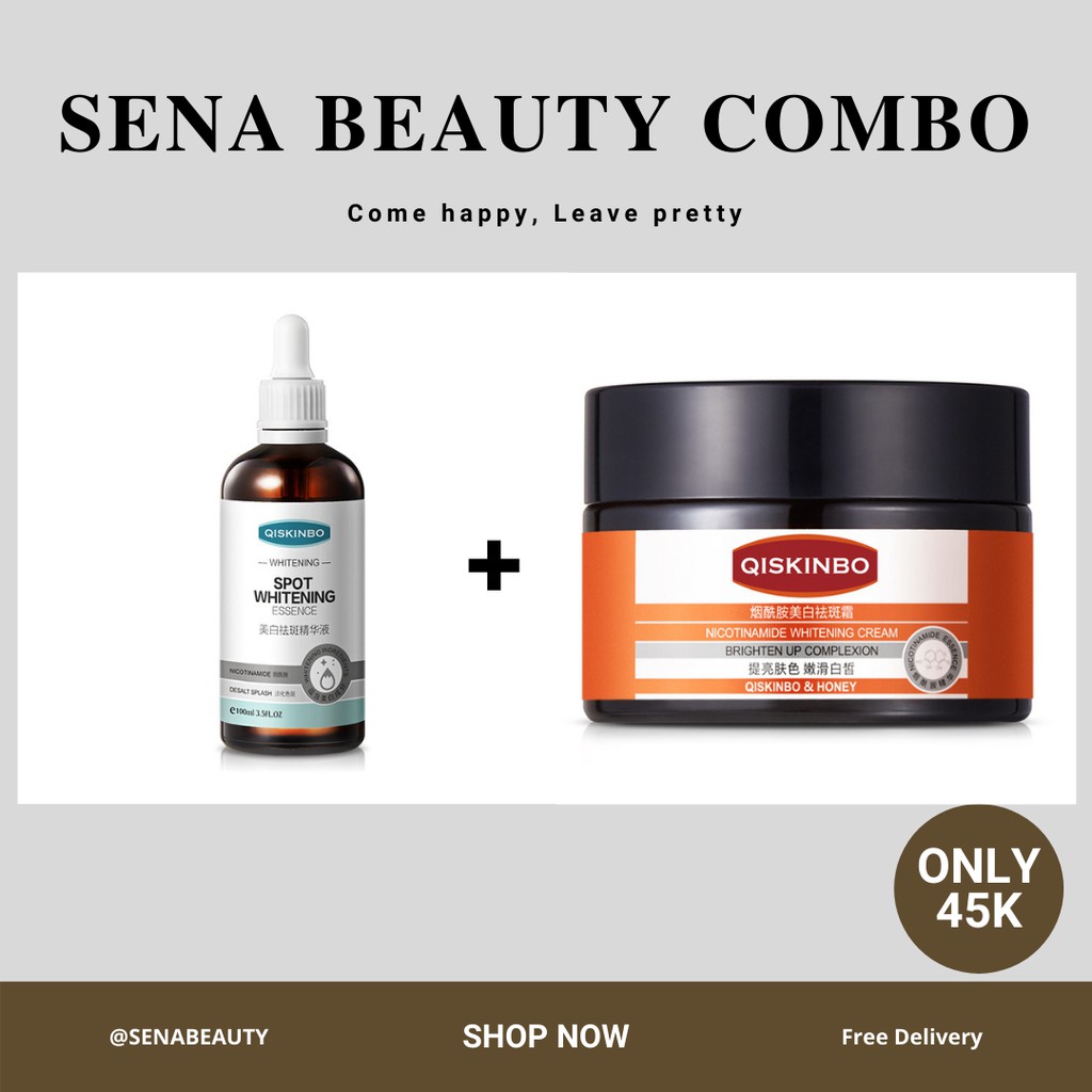 (CB5) Combo Serum Spot Whitening+ Kem Qiskinbo Nicotinamide Dưỡng Trắng Da Giảm Thâm Nám Tàn Nhang