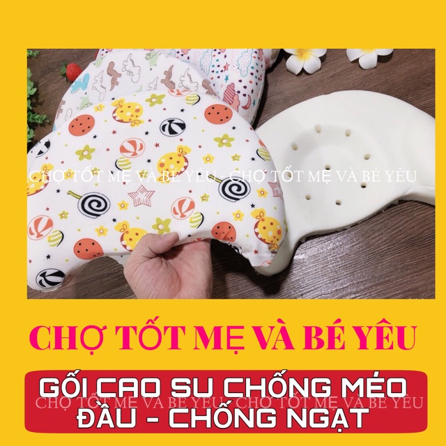 [LOẠI ĐẸP] GỐI CAO SU NON CHỐNG MÉO ĐẦU,CHỐNG NGẠT THOÁNG KHÍ CHO BÉ SƠ SINH