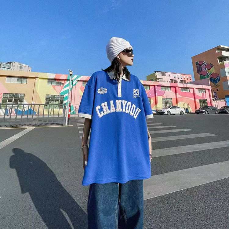 áo polo nam from rộng áo thun nam có cổ phong cách Hàn Quốc áo phông unisex Áo thun áo thun có cổ nữ bông áo phông polo nam thời trang áo polo oversize nam