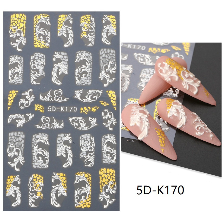 Miếng Dán Trang Trí Móng Tay 5D Acrylic Mạ Vàng Lá GL5D-K171