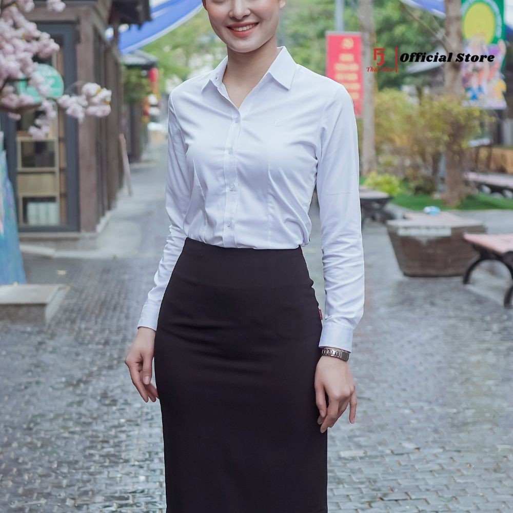 Áo sơ mi trắng nữ Thái Hoà đẹp công sở kiểu dài tay bigsize sợi tre cao cấp 8919-01-01 | BigBuy360 - bigbuy360.vn