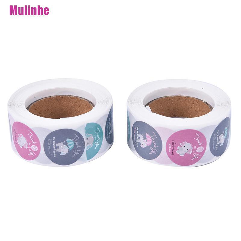 Cuộn 500 Miếng Dán Niêm Phong Bao Bì Họa Tiết Hoạt Hình Động Vật / Chữ Thank You Độc Đáo DIY