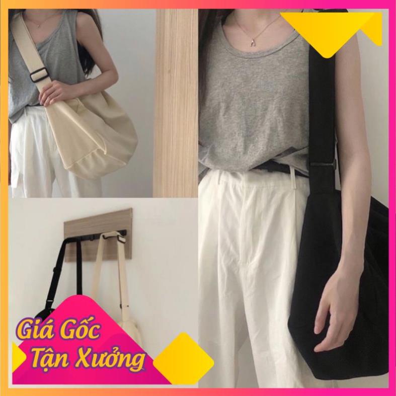 XẢ KHO GIÁ SỐC Túi Vải Cỡ Lớn Có Khóa Kéo Ngăn Nhỏ Dáng Rộng 2 Màu Siêu Dễ Mix Đồ A004
