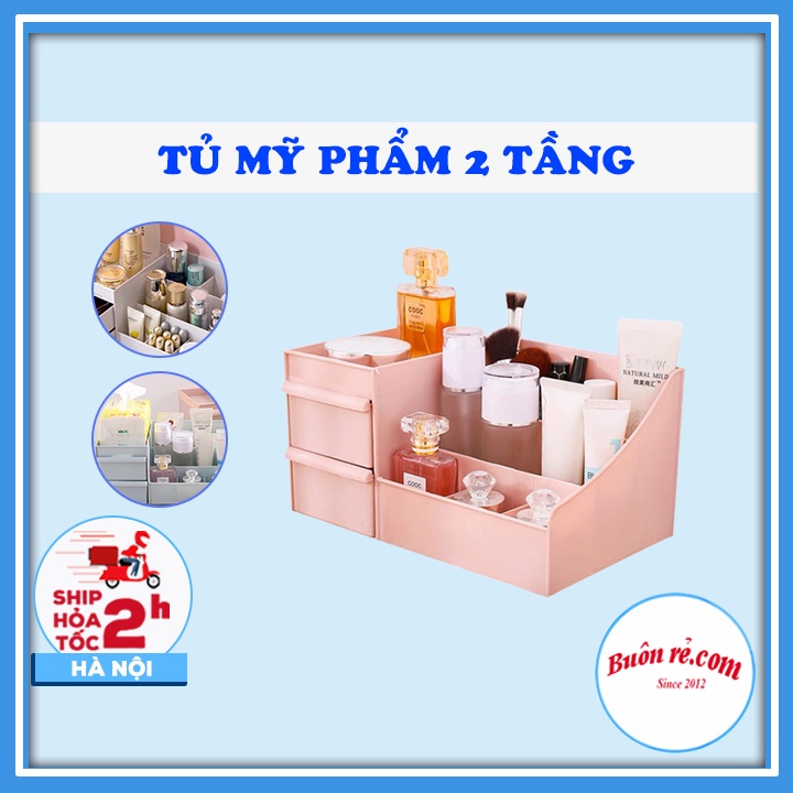 Kệ mỹ phẩm 2 tầng - Kệ đựng đồ đa năng bằng nhựa có ngăn kéo - Br 01670