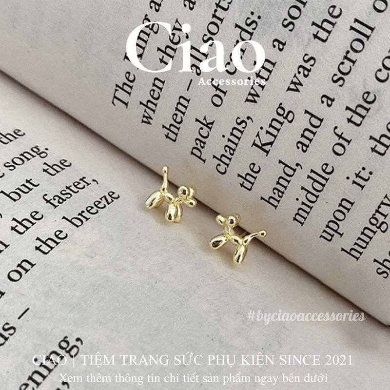 [HOT TREND] Khuyên tai/ Bông tai mạ bạc S925 thiết kế hình cún bong bóng Bubble Puppy Ciao